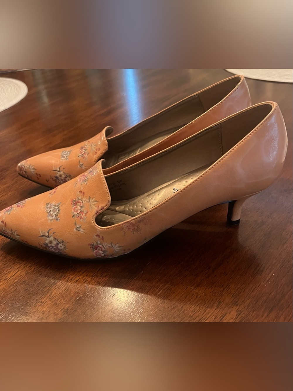 Bellini Peach Floral Low Heel Pumps
